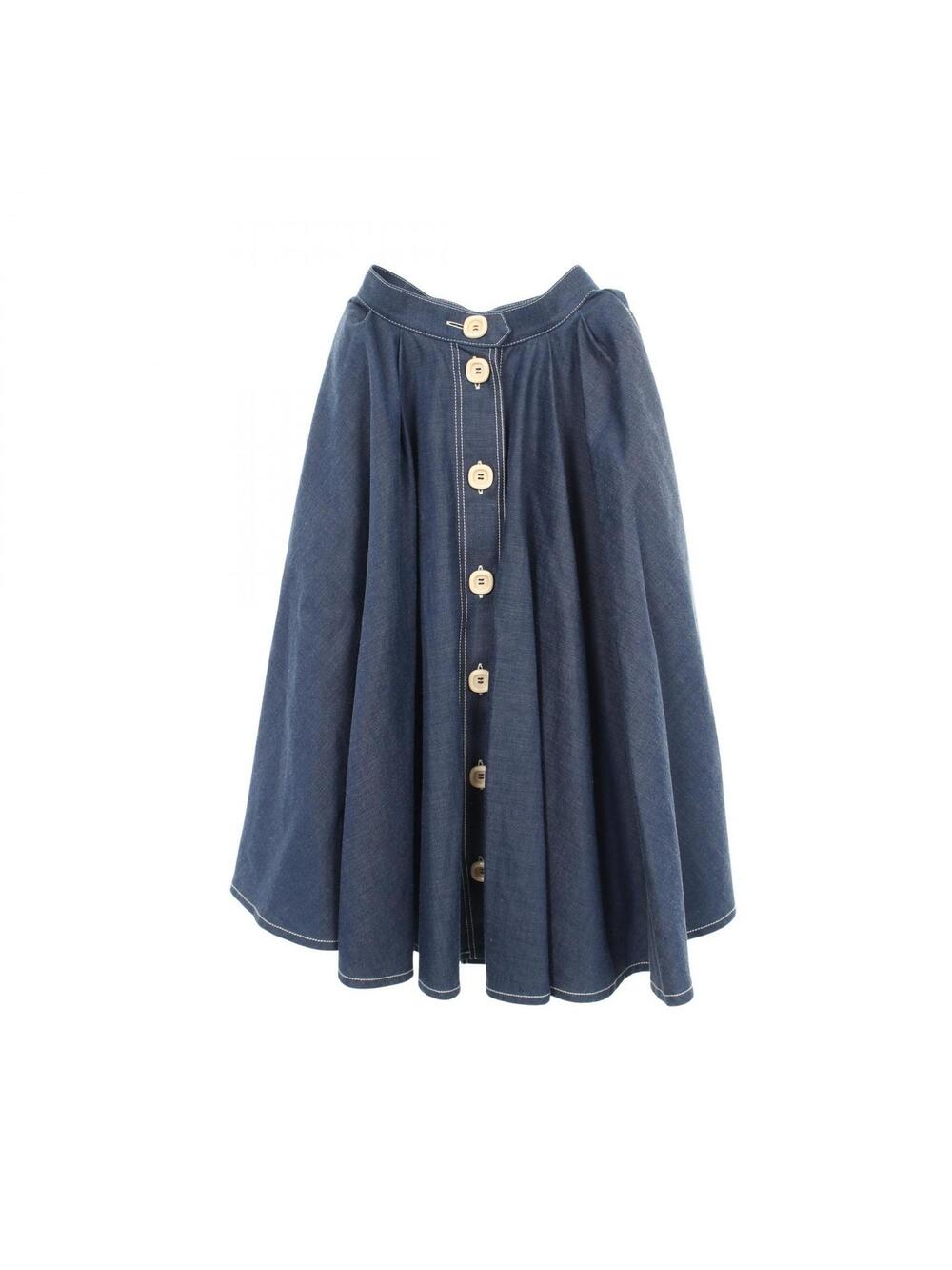 Gucci Flare Skirt Cotton Navy #36 Used #279657G51B
